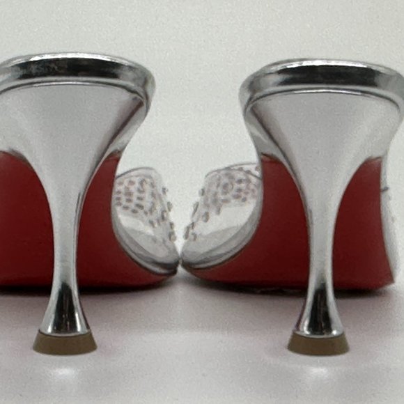 Christian Louboutin DEGRAMULE STRASS 85 Crystal Mules Sandals Heels Shoes - Picture 9 of 15